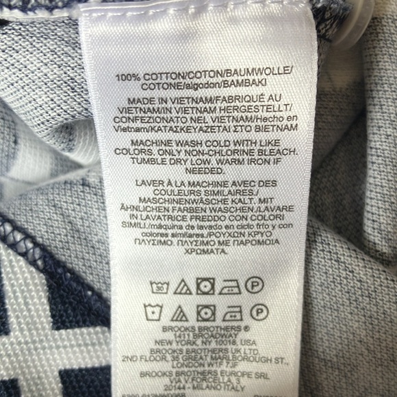 Brooks Brothers Women’s Polo Shirt Navy Blue & White Bamboo Pattern Size M - Picture 10 of 10